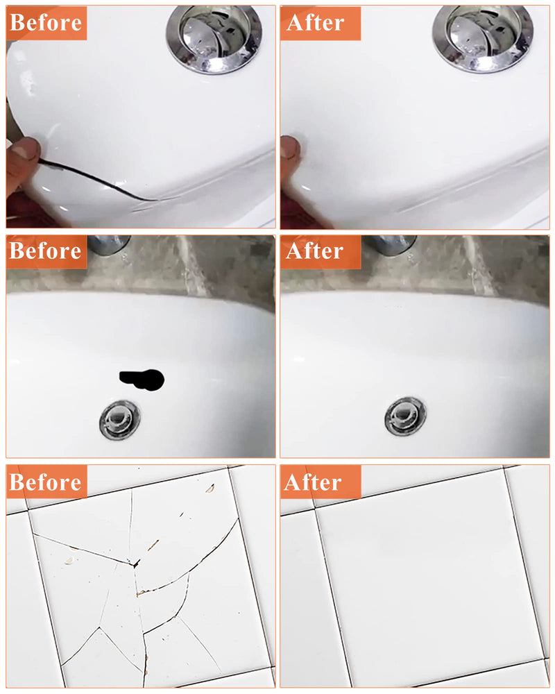 Bath Repair Kit White, Endhokn Enamel, Porcelain, Acrylic, Fiberglass, Ceramic Sink, Tub Tile Toilet Shower Kit & Tray & Chip & Pedestal Crack Hole Scratches Repair