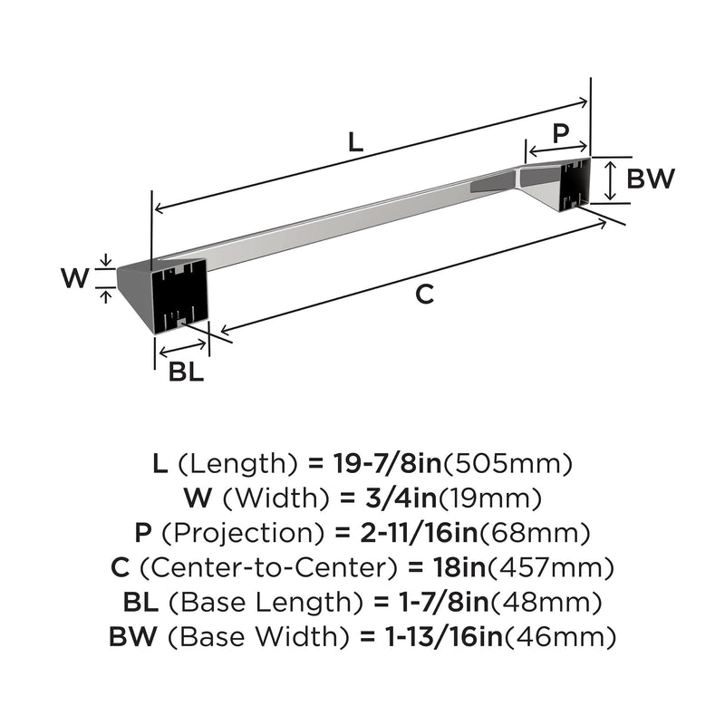 Amerock BH3600326 | Chrome Towel Bar | 18 inch (457 mm) Center-to-Center Towel Rack | Blackrock | Bathroom Towel Holder | Bathroom Hardware | Bath Accessories | Hand Towel Holder