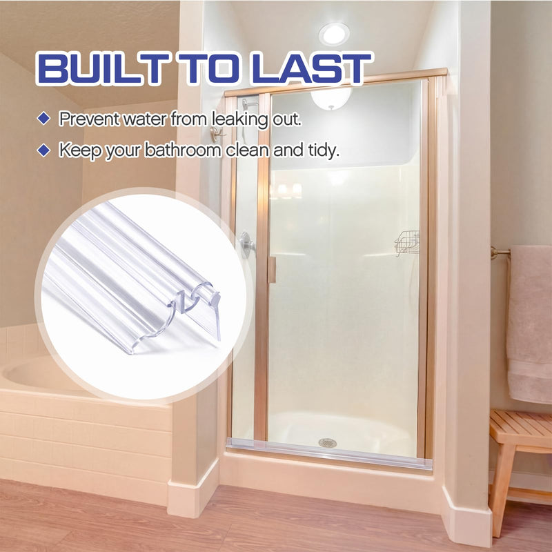 Hicarer 2 Pcs 36" Framed Shower Door Replacement Drip Rail with Vinyl Sweep, PVC Shower Glazing Spline Adapter Slot Width Is 7/32" Door Sweep Replacement Are Used to Block Water