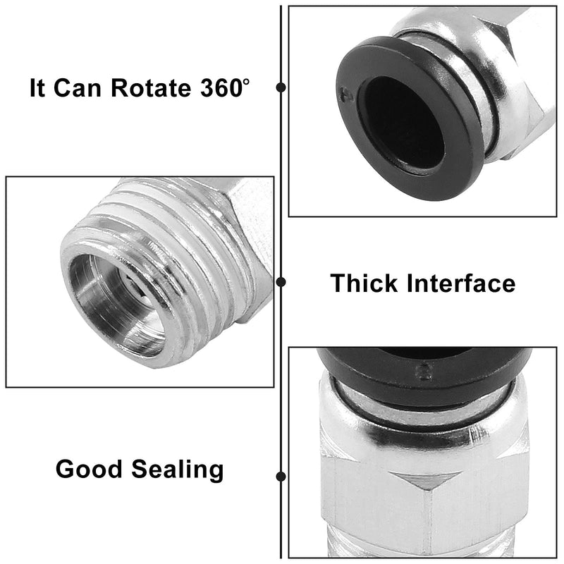 10Pcs Male Straight Push to Connect Fittings 8mm Tube OD x 1/4 inch NPT Thread, Air Push Connect Tool Pneumatic Hose Fittings 8mm x 1/4" NPT (10pcs)