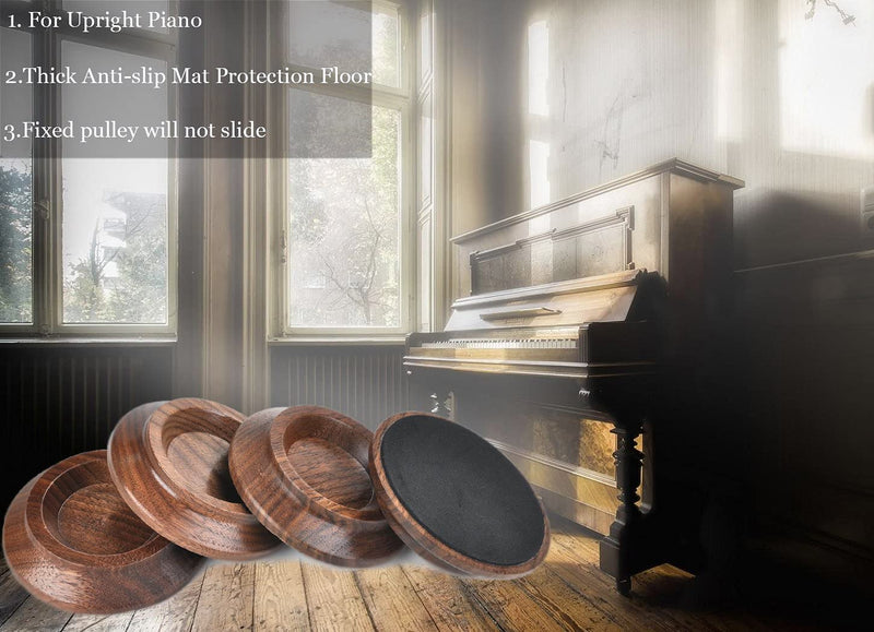 Upright Piano Caster Cups,Solid Wood Furniture,Piano Caster Cups - Non-Slip & Anti-Noise Foam (black walnut) Black Walnut