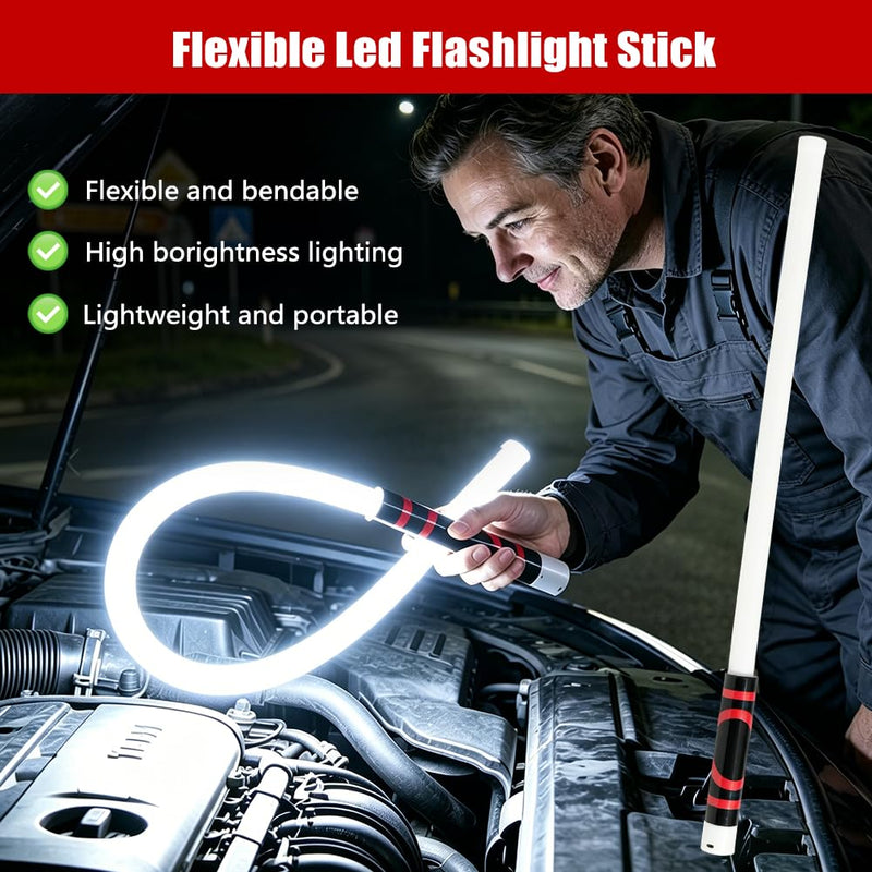 Abnaok Flexible LED Flashlight Stick, 30 in Bendable Mechanic Light with High-Lumen LED, Rechargeable Bendable Flashlight, 3 Lighting Modes, Automotive Illumination Tool for Mechanic Car Repairs