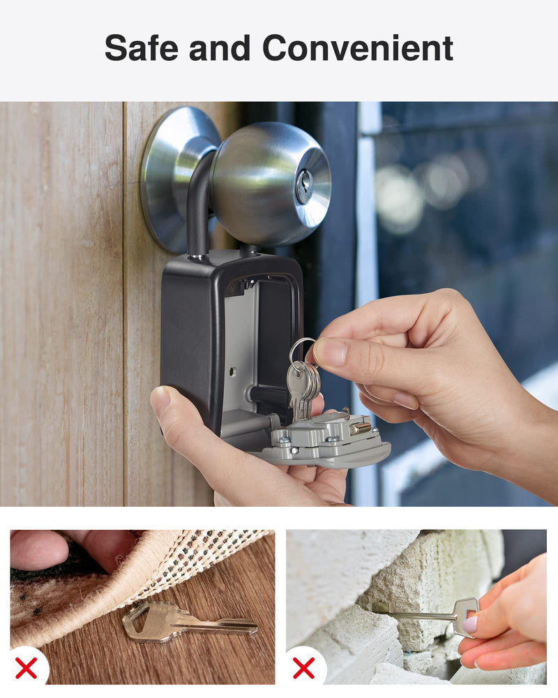 Puroma Key Lock Box, 4-Digit Combination Key Storage Lockbox, Portable Wall Mounted Security Lockbox with Code for Home, Flats, Realtors Garage Spare Keys (1 Pack, Grey) 1