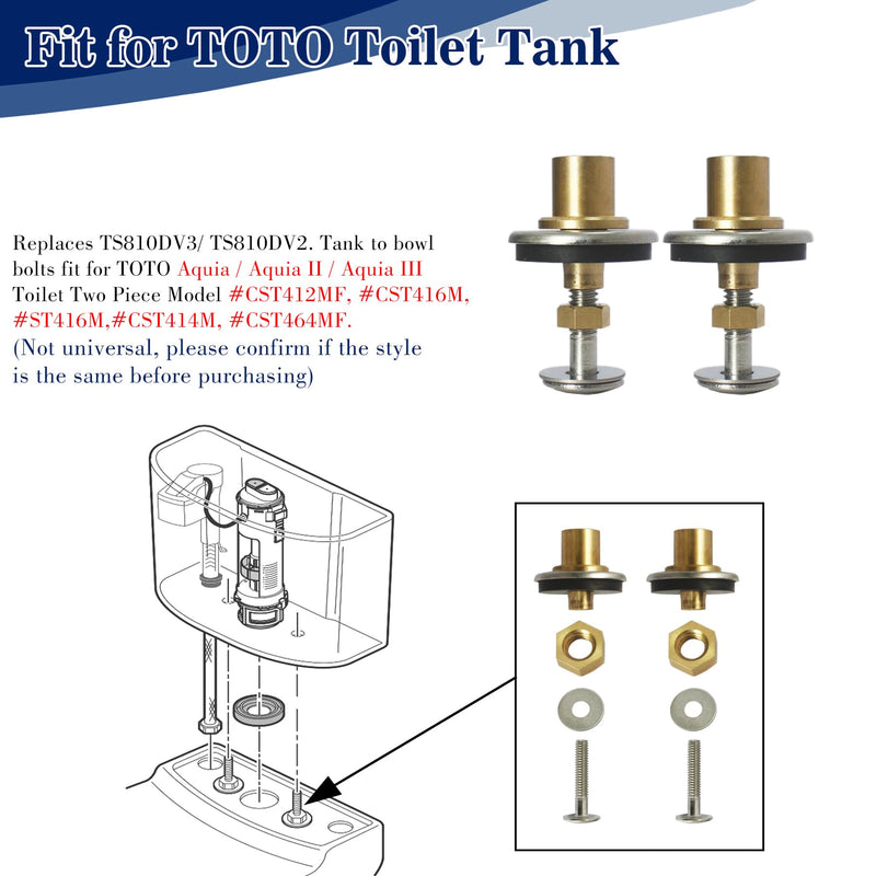 Toilet Tank To Bowl Bolts Mounting Hardware Heavy Duty 2-Piece Dual Flush Toilets Replacement Parts TS810DV3 Fit for TOTO AQUIA ST412 / ST416 / ST464