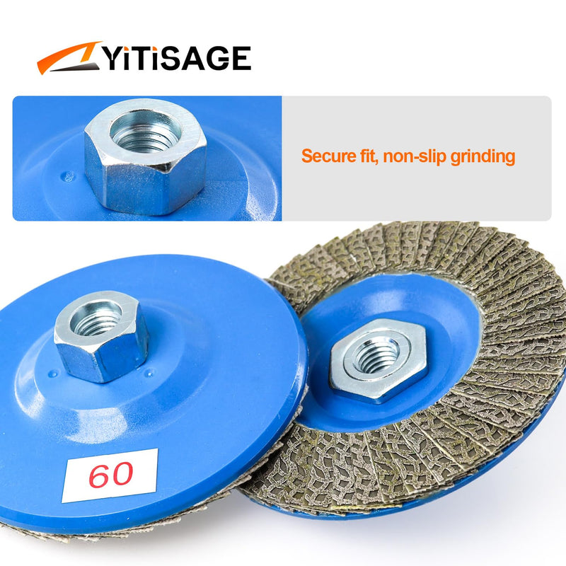 4.5" Diamond Flap Disc,Plastic Back Grinding Wheel for Marble,Ceramics,Sander Tile,Stone,Glass,Concrete(Grit 60-1pc) grit 60