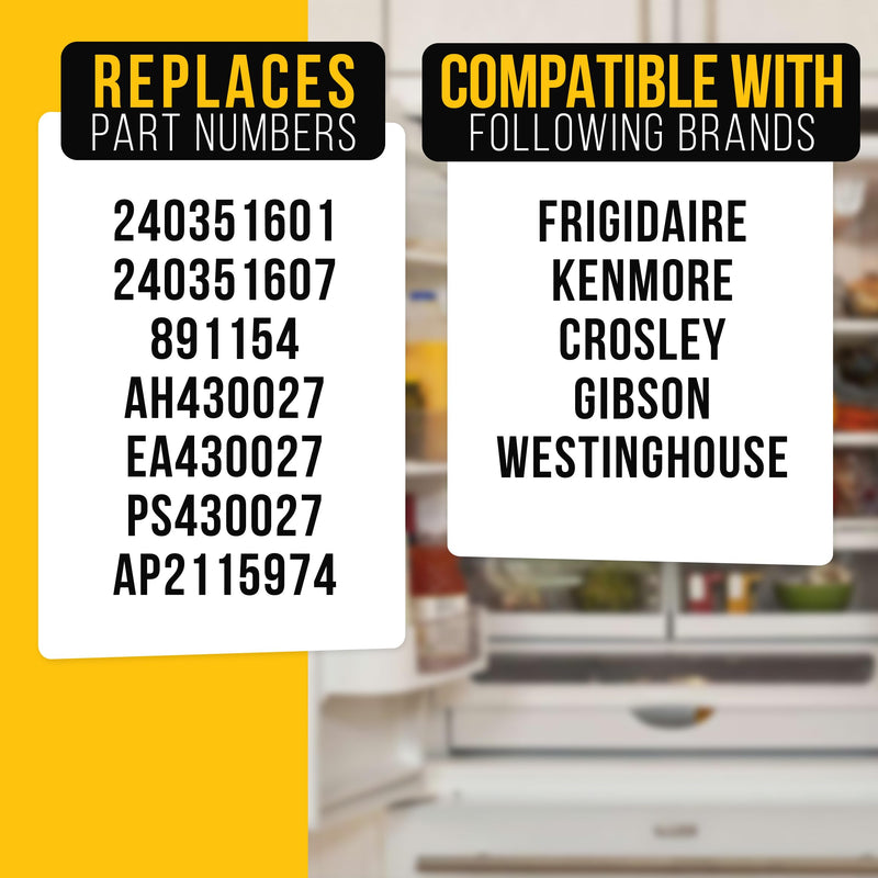 PartsBroz 240351601 Freezer Door Shelf Bin (2-Pack) for Frigidaire Freezer Door Shelf Replacement, Kenmore, Westinghouse Refrigerator Freezer White Bottom Lower Side Shelves AP2115974 PS430027 2-Pack