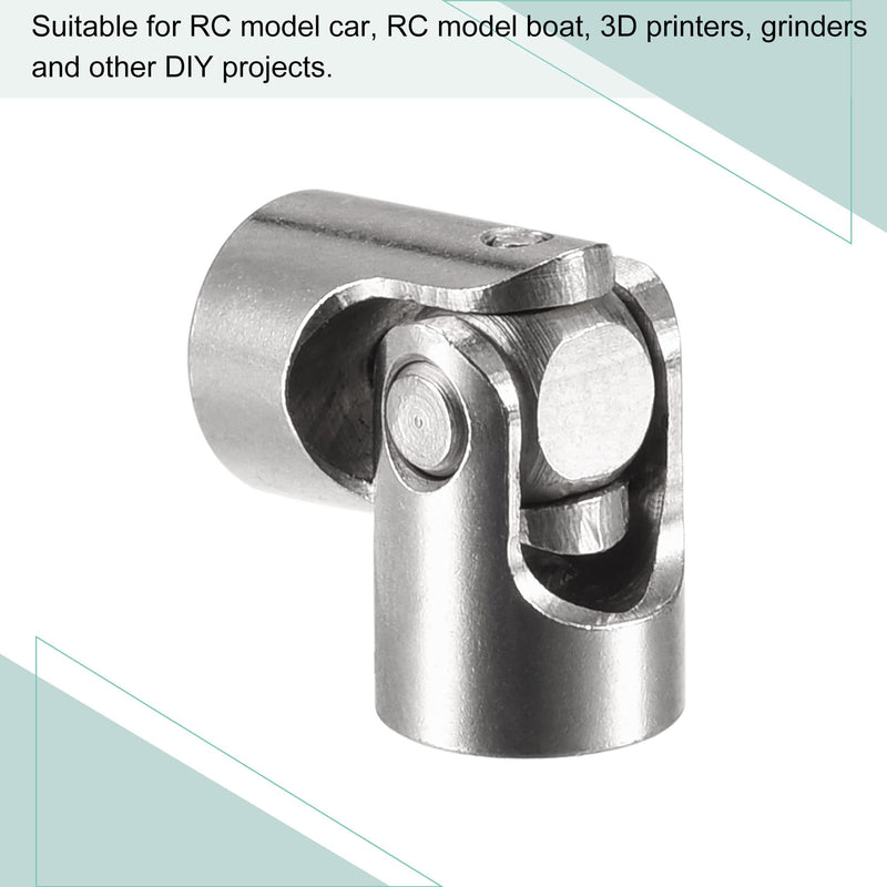 MECCANIXITY 2mm to 2mm Inner Dia Rotatable Universal Joint Shaft Coupling Motor Shaft Coupler L18 x D8 with Screws and Wrench for RC Model Pack of 3