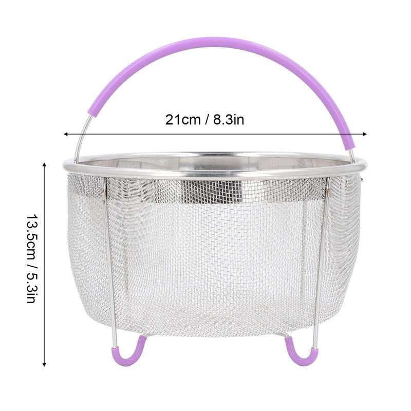 Steamer Basket, Mesh Steaming Basket Stainless Steel Strainer and Insert with Handle, for 6Qt Instant Pots Accessories, IP Insta Pots, Instapot Purple(21x13.5cm)