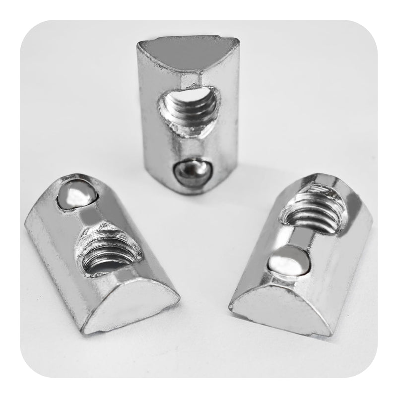 20PCS 5/16”-18 Threaded Steel Roll in T-Nut with Ball Spring, Silver T Spring Nut, T Slot Nuts Accessory Hardware for Aluminum Extrusion Profile Rail