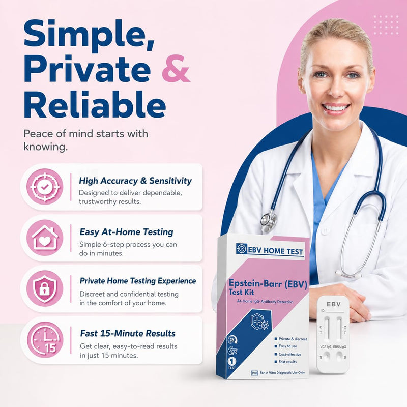 Epstein Barr (EBV) Test | VCA and EBNA | Quick Results Within 15 Minutes | Easy to Read and use | at-Home Testing