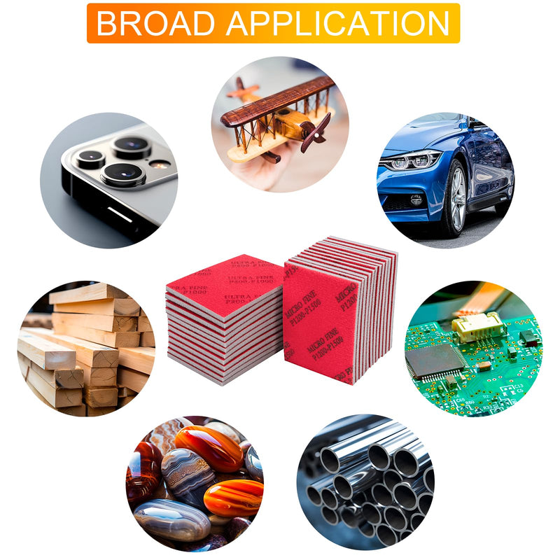 24 Pcs 320-2500 Grit Sanding Sponge Set, Ultra Fine Foam Sanding Pads, Wet Sanding Paper, Sanding Sponges for Wood, Drywall Sanding Sponge, Soft Foam Sand Block for Model, Metal, Furniture Polishing