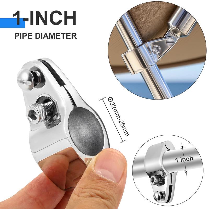 Boat Bimini Top Hinged Jaw Slide,316 Stainless Steel Quick Release Jaw Slide Hinged for 1 inch OD Round Tubing 4 Pack