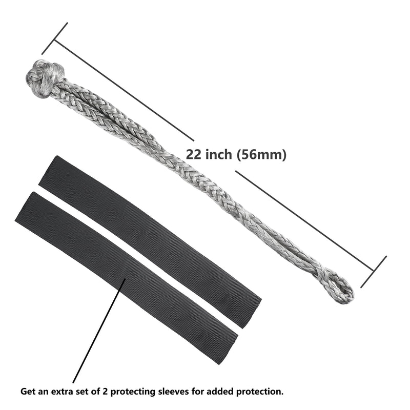 Ucreative 2Pcs Synthetic Soft Shackle 1/2 Inch x 22 Inch (56,000lbs Breaking Strength) with Extra Sleeves (Gray) Gray