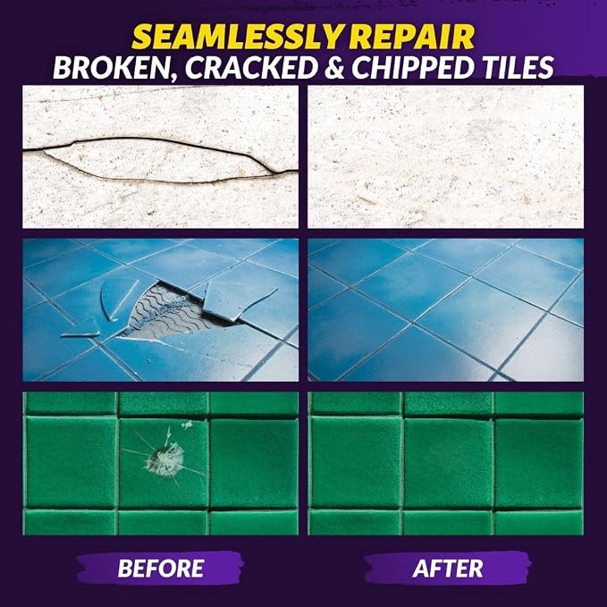 Porcelain Repair Kit - Tile Stone Repair Kit, Marble Repair kit, Tub and Tile Refinishing Kit, Crack Chip Ceramic Floor, Shower Tile Gap Filler & Bathtub Repair Kit, Granite Filler Repair