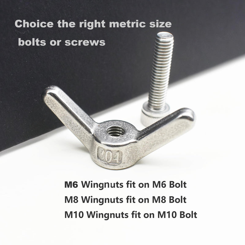 10 PCS Stainless M8 Wing Nuts Metric Thread Butterfly Clips Fasteners Kit
