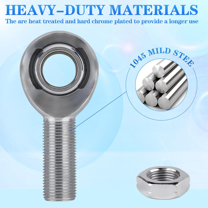 5/8"-18 Rod End Bearing Heim Joints, XMR10 Chromoly Rod End Heim Joint Steering Shaft Support, Spherical Rod End,5/8-18 LH and RH Hand Male Thread Heim Joint with Jam Nuts -2Pk 5/8"-18-2Pk