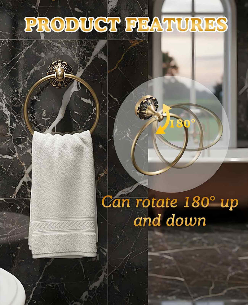 2PCS Antique Brass Toilet Paper Holder, Vintage Gold Bathroom Accessories Hardware Wall Mount