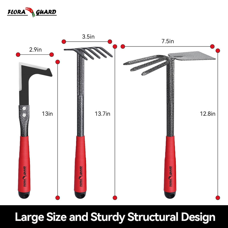 FLORA GUARD FLORA GUARD Garden Tool Set， 6 Piece Heavy Duty, Large Size Gardening Hand Tools, Sturdy & Durable, Classic Utility Gardening Gift for Seniors and Women Garden Tools 6-Piece