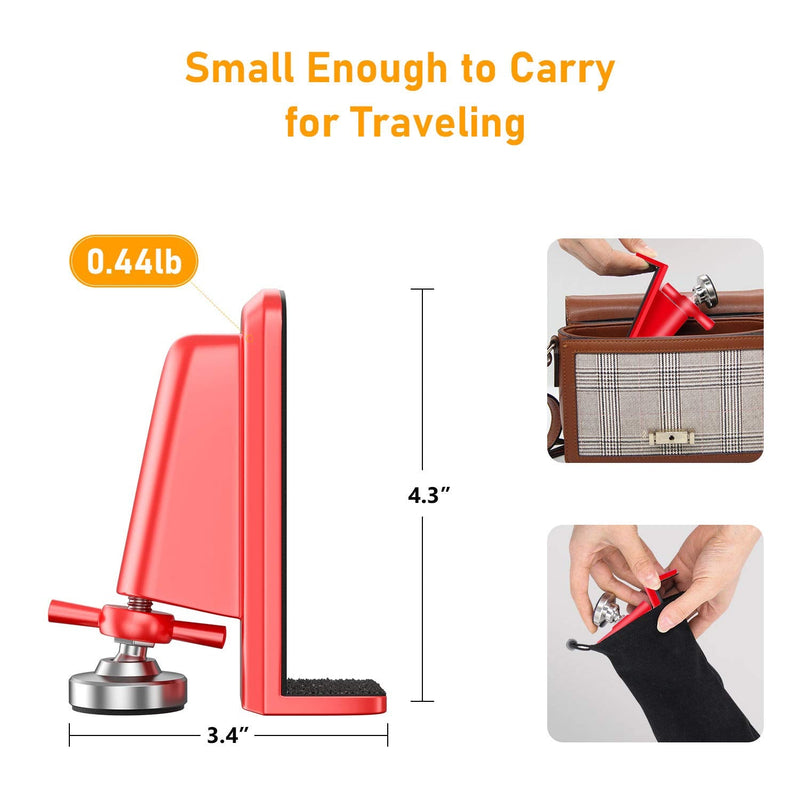 Door Stoppers Security - Portable Door Jammer for Travel Security Anti Theft, Apartment Hotel Door Lock - Protection for Homeowner and Children, Lockdown Device for Women Safety Self Defense (Red) Red