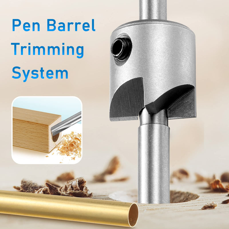 Tondiamo Pen Making Kit Turning Mandrel and Barrel Trimming Set Wood Turning Mandrel #2 Morse Taper Shank with 7mm Drill Bit Mill Cutter Head for Pen Making Woodworking Lathe Accessory, 9 Pcs