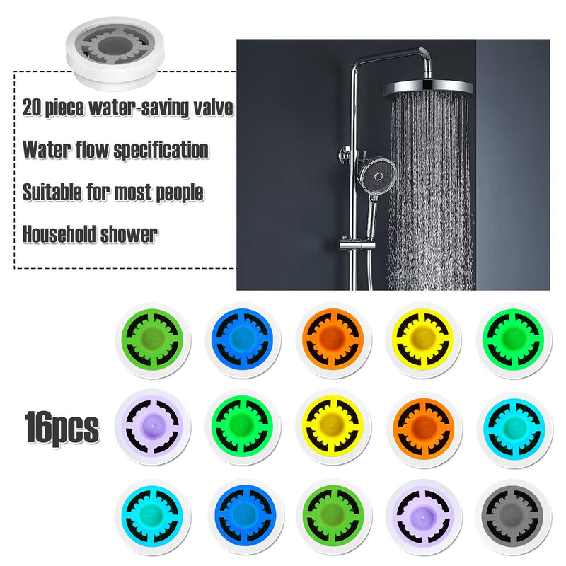 20Pcs Shower Flow Reducer Limiter- 1/2 Inch Shower Head Pressure Reducer Shower Flow Restrictor Insert Water Saver Adapter Water Flow Reducer For Shower Head Handheld Shower 1.2/1.5/1.8/2/2.2/2.5 GPM