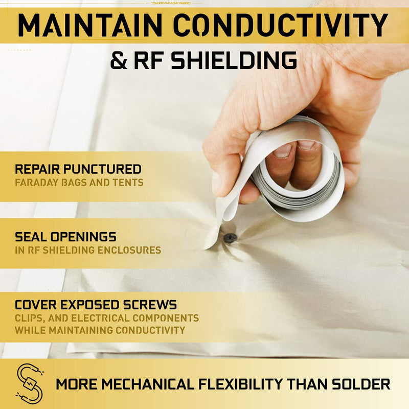 TitanRF Faraday Tape, Conductive Adhesive RF Shielding Roll, 10in x 10ft