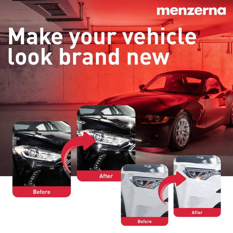 menzerna 3in1 Polishing Set – One-Step Polish (8oz) + Drill Machine Adapter + Medium Cut Pad | Polish Your Car with a Cordless Drill Adapter Set