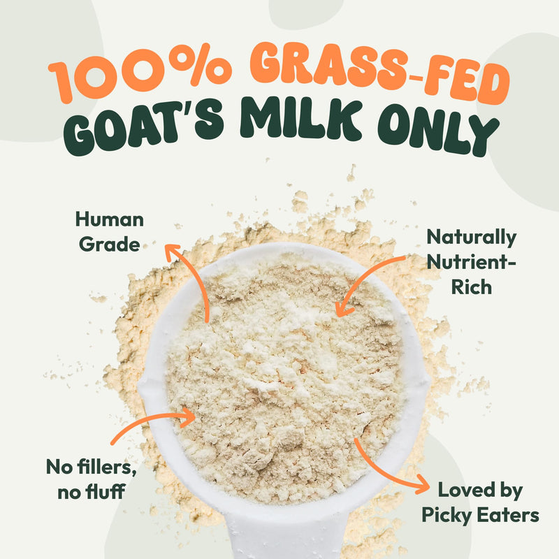 Goat Milk Powder for Dogs & Cats – Probiotics for Puppies & Kittens, High Protein Powdered Milk Supplement – Puppy Food Milk Replacement, Dog Food Topper for Digestion, Skin & Coat Support (7.5 oz) Goat Milk 7.5oz