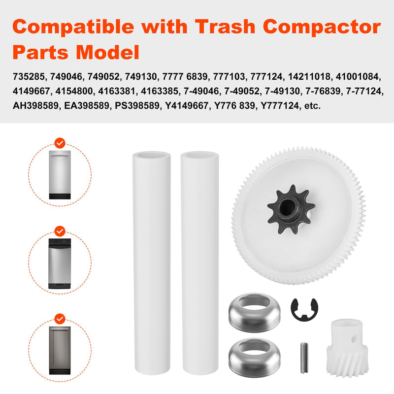 882699 Trash Compactor Drive Gear Kit Replacement Kenmore Whirlpool Jenn-Air Trash Compactor Gear PS398589 735285 749046 777103 AP3122987 EAP398589 Trash Compactor Parts