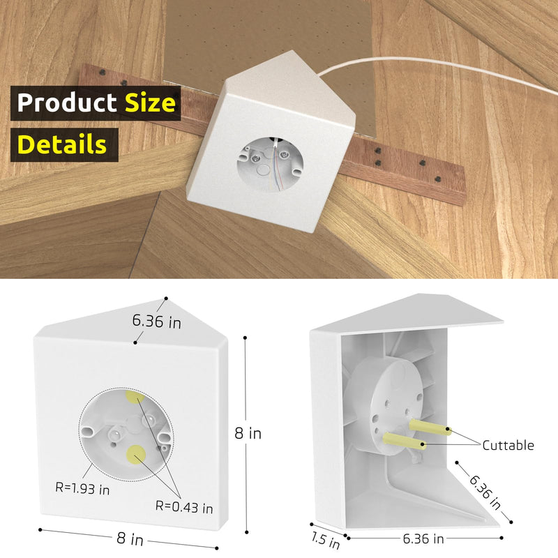 Fan Mounting Box, Ceiling Fan Mounting Bracket, Ceiling Fan Mounting Box, Ceiling Fan Mounting Kit, Fan Mounting Bracket, Fits cathedral Ceiling Angles of 80° or Up, White,1-Pack 1