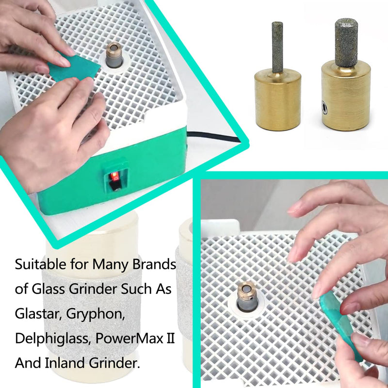 Glass Grinder Bits 4 PCS Diamond Stained Glass Grinding Wheel Includes 1 3/4 1/4 1/8 Inch Diamond Glass Grinder Heads 1/8"+1/4"+3/4"+1"
