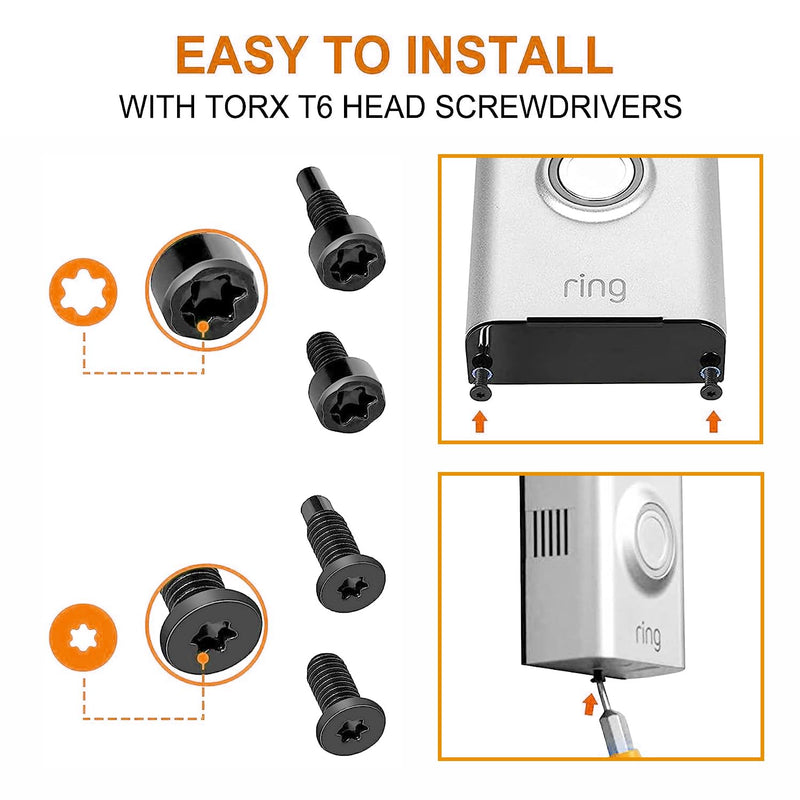 Video Doorbell Screws,Video Doorbell Replacement Screws,Security Screws Compatible with Video Doorbell, Video Doorbell 2 and Pro(4Set /20pcs)(Black)