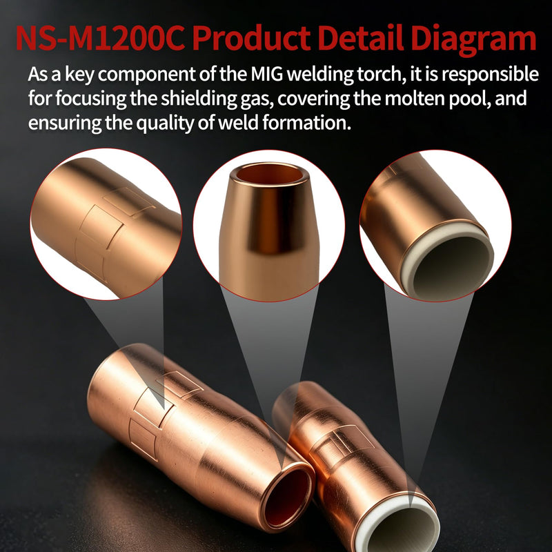 5PK NS-M1200C MIG Welding Nozzle for Miller, 1/2" AccuLock MDX Nozzle for Miller MDX-100 MIG Welding Guns, Replacement Welding Part for Miller MDX-100 MIG Welding Guns NS-M1200C 5PK