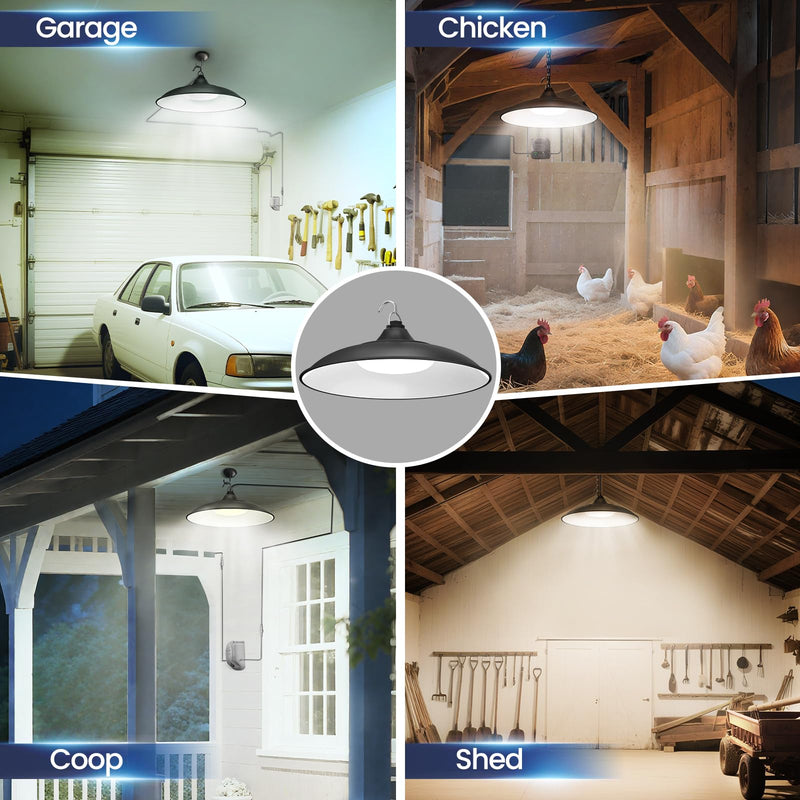 Solar Shed Lights Indoor Outdoor, 3200LM Motion Sensor Pendant Light Daytime Available with Remote & Button Control, IP65 Waterproof 4 Lighting Modes for Barn Garage Gazebo Chicken Coop Shop - 1 Pack