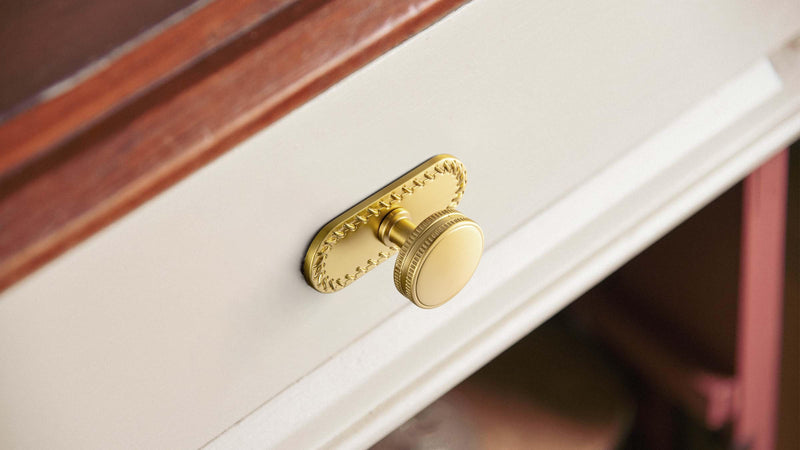 Goo-Ki 6 Pack Cabinet Knobs Brushed Gold Drawer Knobs with Backplate Zinc Alloy Kitchen Hardware - Single Hole/Screw Bar Cabinet Pulls Dresser Handles with Spacer