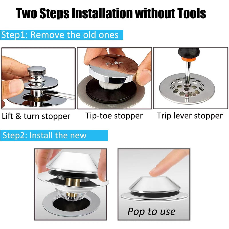 Bathtub Drain Stopper,Pop Up Tub Stopper Bottom with Drain Hair Catcher,Bathtub Plug and Cover with Strainer,Universal for 1.45 to 1.8in Drain Hole,Replaces Lift & Turn, Tip-Toe or Trip Lever 2.75 x 2.75 x 0.9 inches - NewNest Australia