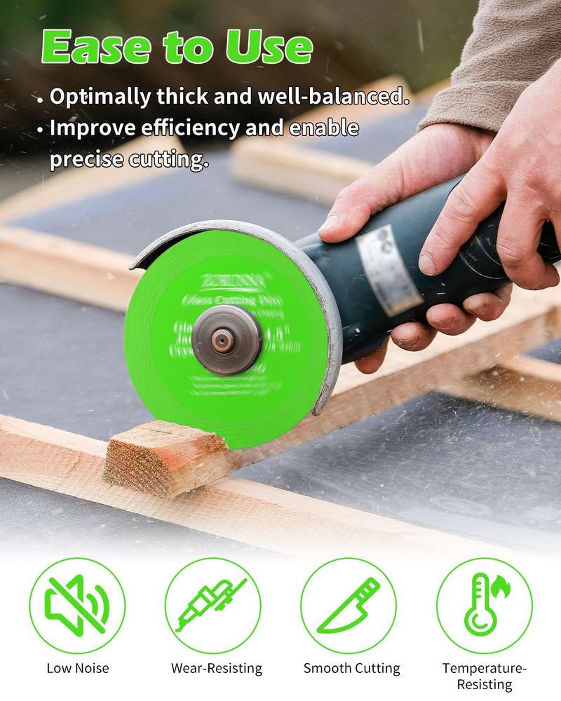 Glass Cutting Disc for 4-1/2" Angle Grinder, 5 Pack Green Glass Ceramic Diamond Cutting Blade Disc 7/8" (Model 115/125) for Grinding Glass, Jade, Crystal, Wine Bottles, Tile. 5Pcs 4.5"