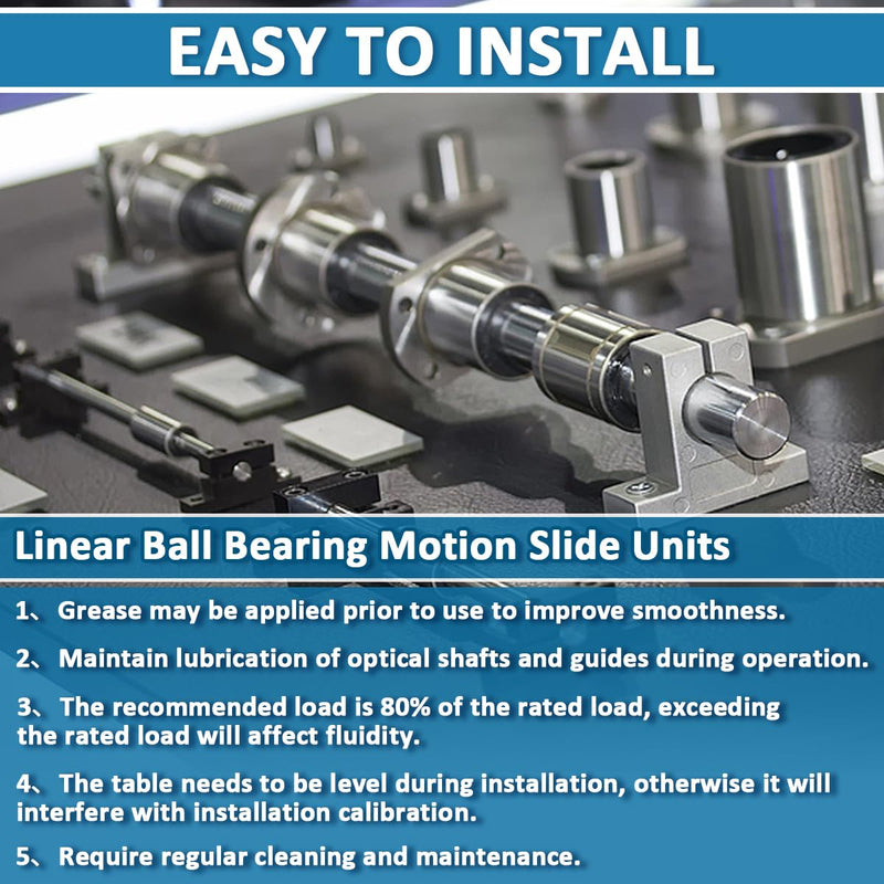 Linear Ball Bearings, SW8G 1/2" Inch Ball Linear Motion Bushing Double Side Rubber Sealed Rod Liner Shaft Parts for CNC Machine 3D Printer 1 Pack