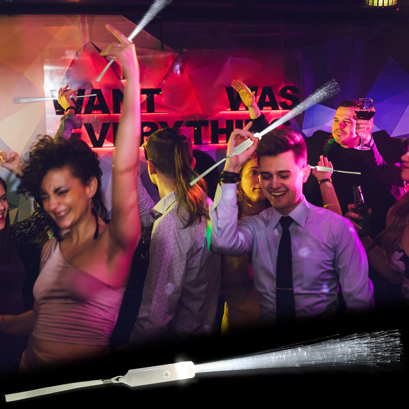 15 PCS Glow Sticks Party Favors for Kids, White Fiber Optic Wands LED Light up Wedding Wand, 3 Light Modes Flashing Glow Sticks for Bridal Shower Christmas Fiber Optic Light Wand 15 PCS