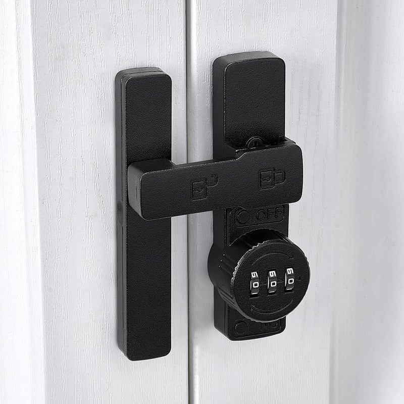 Matte Black 180 Degree Mechanical Password Lock, 3-Digit Combination Keyless Flip Latch for Barn Door, Windows, Cabinets, Garden, Bathroom, Privacy Protection Matte Black 1
