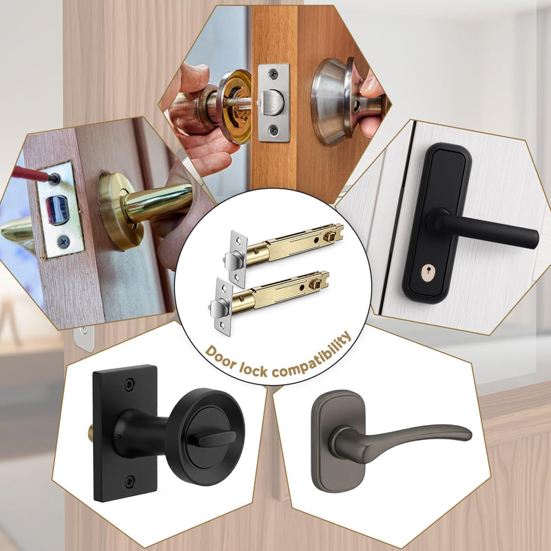 Hicarer 2 Pack 5" Backset Entry Door Latch, 19/64" (7.6mm) Square Spindle Opening, Square Corner Faceplate, for Knobsets & 90° Lever Handles, Includes Screws 5"