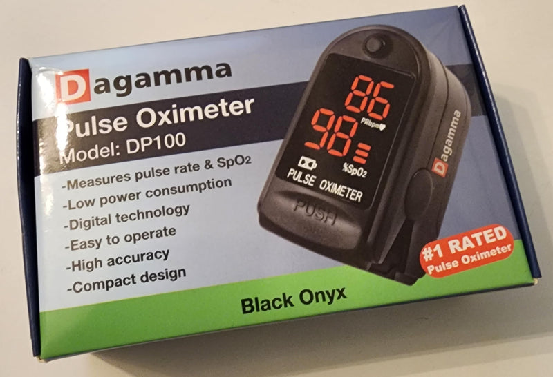 Dagamma DP100 Fingertip Pulse Oximeter, Heart Rate Measurement, Blood Oxygen Saturation Monitor SpO2 with LED Screen, Resistance against ambient light, Carrying Case, Batteries, Lanyard (Black)
