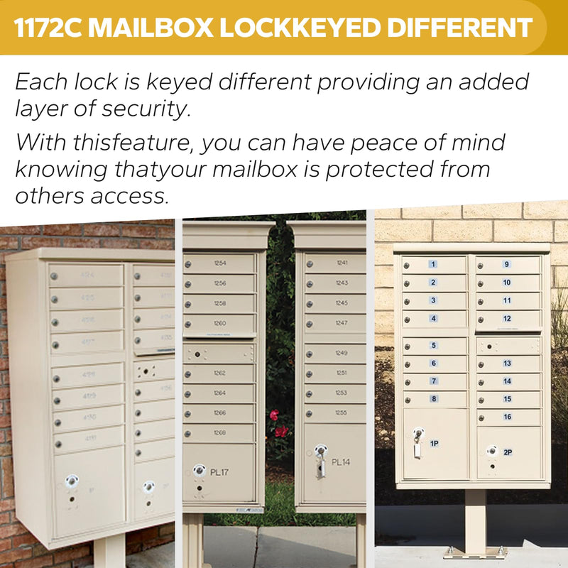 Mailbox Lock with Key, L-1172C National Mailbox Lock Heavy-Duty Cam Accessories for C9100/C9200 L C7120 USPS Mail Box Locks and Keys, Mailbox Key Locks with 5 Shaped Locking Tabs (3 Pack) 3 Pack