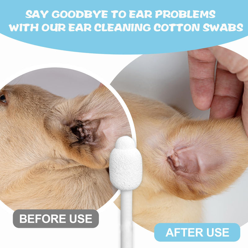 Dog ear cleaner, Dog ear infection treatment,Gourd-shaped cotton swabs designed specifically for cats and dogs, Reducing the risk of injuring the ear canal, for a safer and more reassuring use. - PawsPlanet Australia
