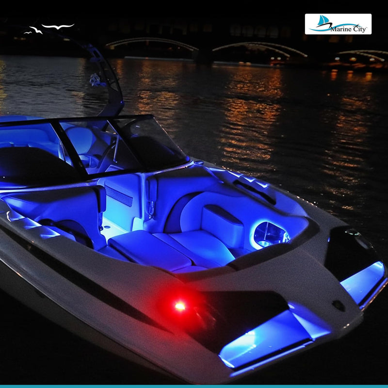MARINE CITY 3-Inch Flush Mount LED Caution Blue Light, 12V 18W – 304 Stainless Steel, Waterproof, Durable, Easy to Install for Yachts, Boats, Ships, RVs 1 Pcs