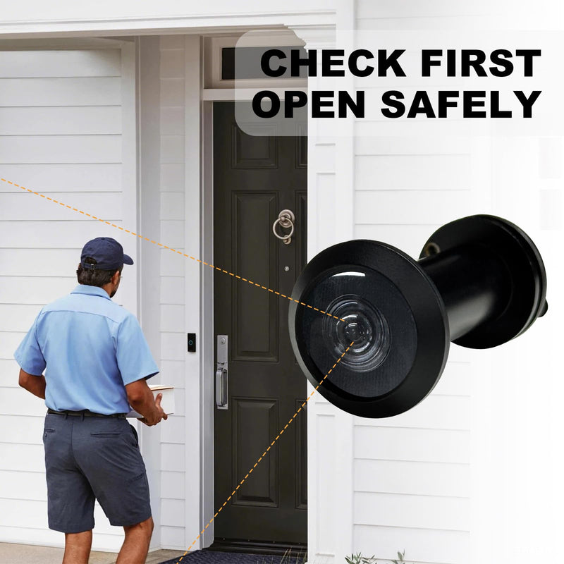200°Wide Angle Door Viewer Peephole with Privacy Cover, Fits 1.3"–2.4" Thick Doors, 0.55" Diameter, Matte Black, 1 Pack 1pc-200°
