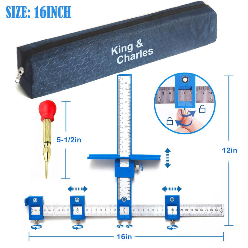 King&Charles Cabinet Hardware Jig, Cabinet Handle Jig with Automatic Center Punch, Cabinet Jig for Handles and Pulls on Drawers/Cabinets, Cabinet Hardware Template Tool Perfect Set. ABS - NewNest Australia