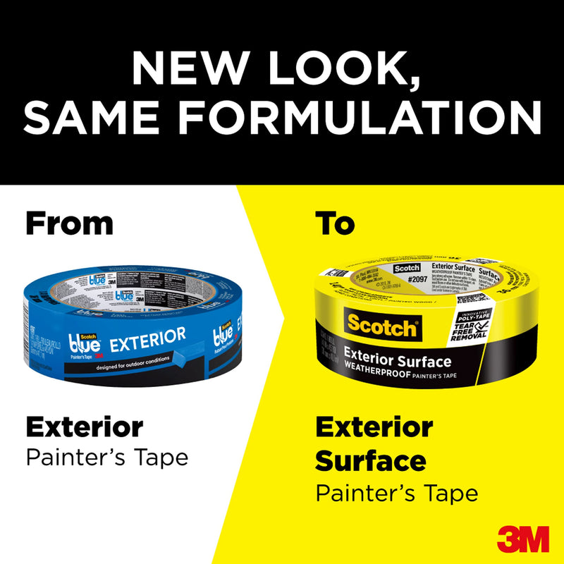 Scotch Exterior Painter's Tape, 1.41 in x 45 yd, Waterproof Masking Tape For Exterior Surfaces, Can Handle Wind, Rain, Humidity & Direct Sunlight, Bonds Aggressively, 1 Roll (2097-36EC-XS) 1.41" Width