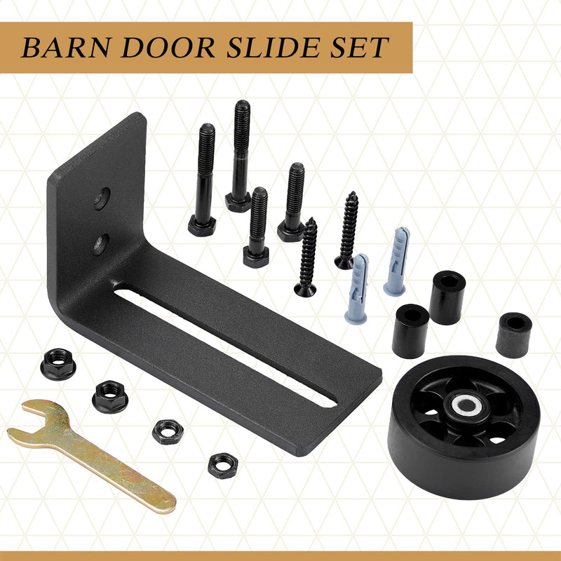 LEIFIDE 4 Pcs Sliding Closet Barn Door Floor Guide Flush Design Wall Mount Bottom Adjustable Roller Flat Non Scratch Barn Door Hardware Kit (8 Assemble Setup Options) 8 Assemble Setup Options