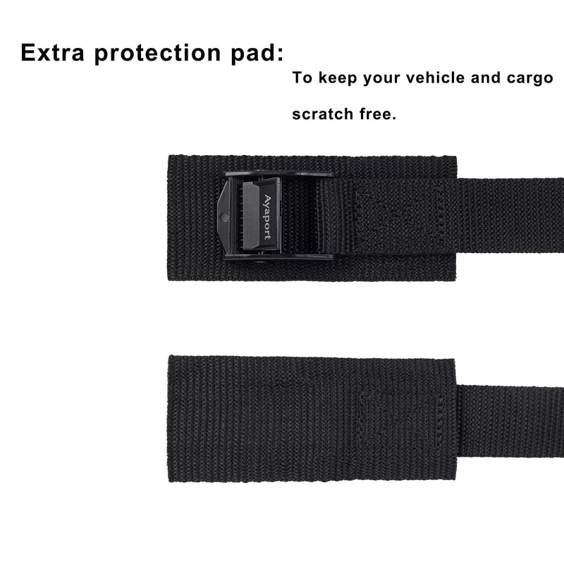 Ayaport Lashing Strap Tie Down Straps with Adjustable Cam Buckle Nylon Cinch Strap for Packing Cargo, Bike, Luggage Black 6 Pcs (Black, 1'' x 8') 1'' x 8'